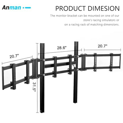 Anman Racing Simulator Cockpit Monitor Stand Fit for Logitech G29 G923 | for Thrustmaster T248, for Fanatec Only Suitable Aluminum Racing Cockpit Without Wheel,Pedal