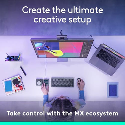 Logitech MX Creative Console 9 Customizable Keys - Graphite | Control Dial, for graphic design, Zoom and Spotify, includes 3-Month Adobe Cloud Membership, Stream Deck Accessories - color: Graphite