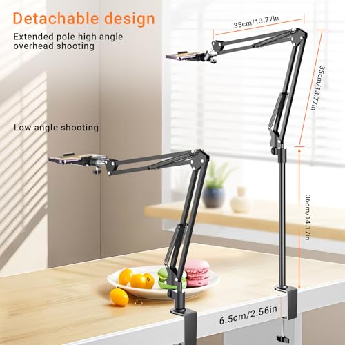 Tall Overhead Camera Mount, High Desk Phone Tripod Mount for Video Recording, Content Creator Essential Compatible with iPhone Compact Cam for Live/YouTube/TikTok