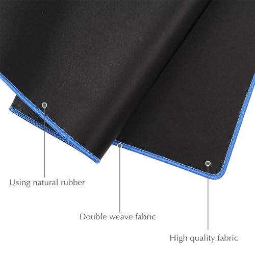 JIALONG Large Gaming Mouse Pad, Extended Mousepad with Blue Stitched Edges, XXL Desk Mat, Big Computer Keyboard Mat for Gaming and Office, 35.4 x 15.7 inches - color: Blue Stitched Edges
