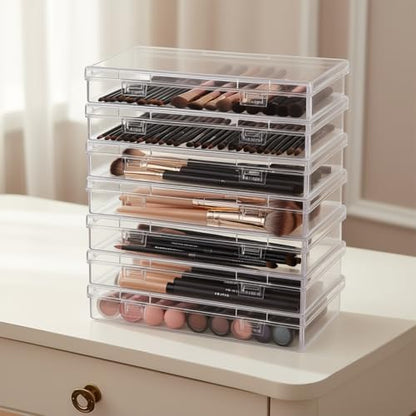 6 Pieces Rectangular Empty Mini Clear Plastic Organizer Box | 180 x 110 x 30 mm, Hinged Lids, For Small Items, Craft Projects - size: 180 x 110 x 30 mm