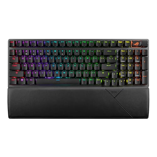 ASUS ROG Strix Scope II 96 Wireless Mechanical Gaming Keyboard – 96% Full-Size, Tri-Mode Connectivity, Hot Swappable Pre-lubed ROG NX Snow Linear Switches, PBT Keycaps, RGB, PC/Mac Support-Black - color: Black, size: Snow Linear, style: Strix Scope II 96