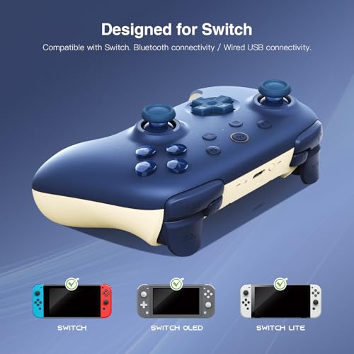 8Bitdo Ultimate 2C Bluetooth Controller for Switch/Switch 2 (Dark Blue) | Hall Effect Joystick Update, Remappable L4/R4 Bumpers, 6-axis Motion Control, Rumble Vibration and Turbo Function - color: Dark Blue