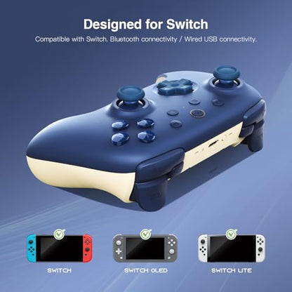 8Bitdo Ultimate 2C Bluetooth Controller for Switch/Switch 2 (Dark Blue) | Hall Effect Joystick Update, Remappable L4/R4 Bumpers, 6-axis Motion Control, Rumble Vibration and Turbo Function - color: Dark Blue
