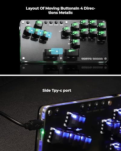 Sehawei Haute42 16-Key Mini Plus Leverless Arcade Controller | Hot Swap, Turbo Function & SOCD Supported, Compatible with PC/Ps3/Ps4/Switch - color: Black