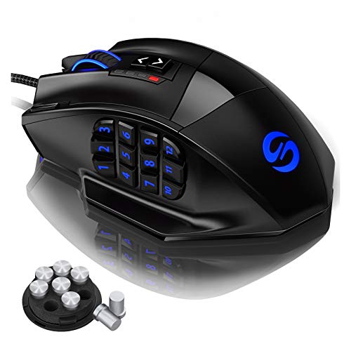 UtechSmart Venus Gaming Mouse RGB Wired, 16400 DPI High Precision Laser Programmable MMO Computer Gaming Mice [IGN's Recommendation] - color: Black
