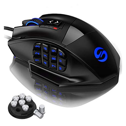 UtechSmart Venus Gaming Mouse RGB Wired, 16400 DPI High Precision Laser Programmable MMO Computer Gaming Mice [IGN's Recommendation] - color: Black