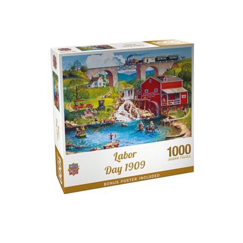 Masterpieces Jigsaw Puzzle 1000 Pieces for Adults & Families - Labor Day 1909-19.25"x26.63" - Nostalgic American Folk Art - size: 1000 Piece