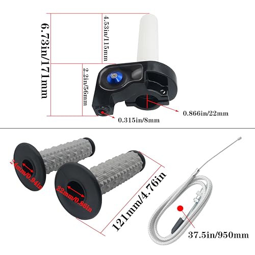 22mm 7/8" Throttle Twists Grip with Throttle Cable Upgraded Universal for Off-Road Motorcycle 250 Dirt Pit Motor Mini Bike YCF CRF70 TTR SSR KLX110 Thumpstar - color: Black