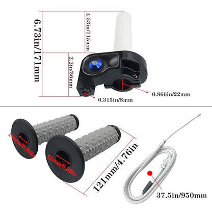 22mm 7/8" Throttle Twists Grip with Throttle Cable Upgraded Universal for Off-Road Motorcycle 250 Dirt Pit Motor Mini Bike YCF CRF70 TTR SSR KLX110 Thumpstar - color: Black