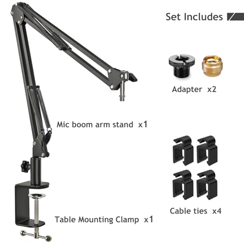 Adjustable Seiren Mic Boom Arm, Mic Stand Compatible with Razer Seiren X Mini V2 V3 USB Streaming Microphone for Recording, Gaming, Podcast