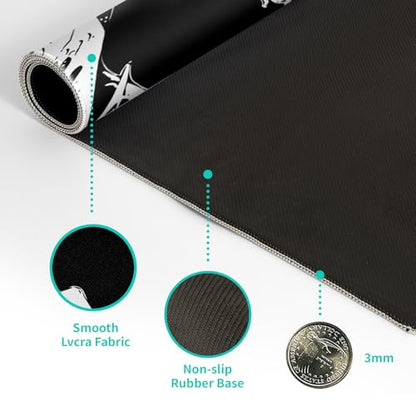 Japanese Sea Wave Large Mouse Pad, Abstract Black Gaming Mousepad, Extended Kanagawa Mat Desk Pad, 3mm Thick Long Non-Slip Rubber Base Mice Pad for Office and Home, 31.5x11.8 Inch - color: Sea Wave 2