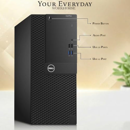 Dell Gaming Tower Desktop Computer PC – Intel Core i5-8th Gen – 32GB RAM – 1TB SSD – GTX 1050 Ti – New 24" Monitor – Keyboard & Mouse – Built-in WiFi – Windows 11 Pro (Renewed)