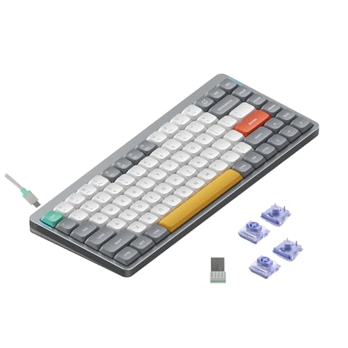 nuphy Air75 V2 Portable 75% Mechanical Keyboard,Wireless Keyboard,Supports Bluetooth/2.4G/USB-C RGB Gaming Keyboards,Compatible with Windows/Mac OS/Linux Systems Grey-Gateron Wisteria Switch - color: Grey, size: Gateron Wisteria Switch