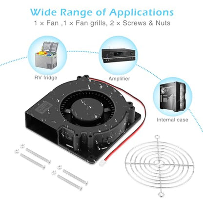 Wathai IP67 12V DC 120mm Waterproof Centrifugal Blower Fan Brushless 2Pin | Dual Ball Brushless Motor 5inch 2Pin High Airflow for DIY Inflatable or Exhaust Cooling - size: 120x32mm