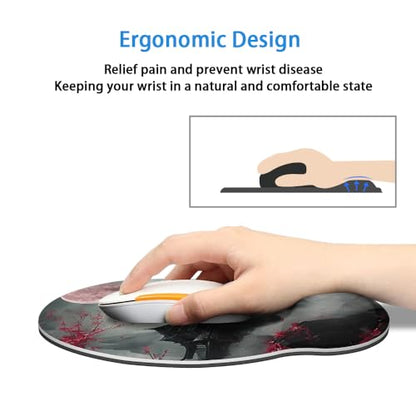 Mouse Pad with Wrist Support, Ergonomic Mouse Pad with Memory Foam Wrist Rest Cushion, Non-Slip Rubber Base Gaming Mice Pad for Home Office Computer Laptop,Cherry Blossom - color: Cherry Blossom