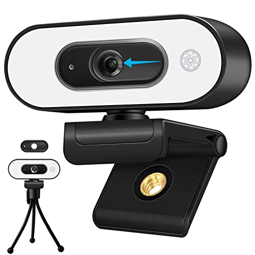 1080P USB Camera Compatible with Switch 2/PC/Mac/Laptop | Ring Light & 3-Level Brightness - Streaming Camera with Built-in Mic, Tripod & Plug&Play for Zoom/Skype/Facetime - color: Black-02