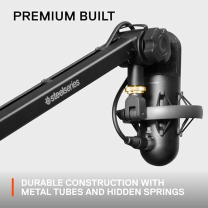 SteelSeries Alias/Alias Pro Mic Boom Arm — For Gaming, Streaming, and Podcasting — 360° Rotation — Desk Clamp — Folding Scissor Design — Hidden Springs — Cable Management — 3/8" and 5/8" Adapters - style: Boom Arm