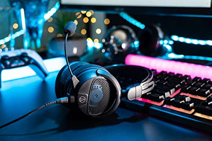 Audio-Technica ATH-GDL3BK Open-Back Wired Gaming Headset - Black/Blue with an Additional 1 Year Extended Amber Protection (2022)