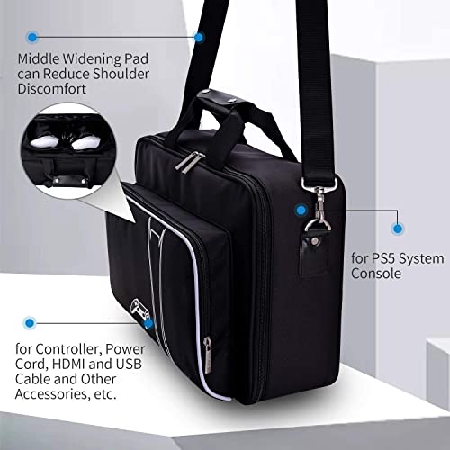 G-STORY Carrying Case,Travel Case Storage Bag Compatible with PS5 Disc and Digital Edition, Controller Skin is Included - color: White-Without Logo