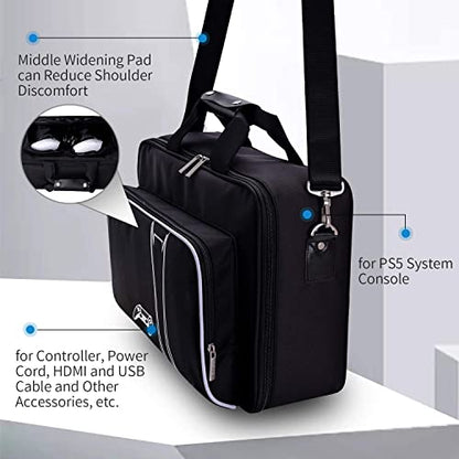 G-STORY Carrying Case,Travel Case Storage Bag Compatible with PS5 Disc and Digital Edition, Controller Skin is Included - color: White-Without Logo
