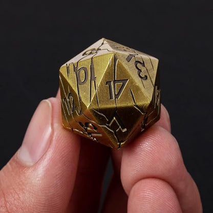 Metal Dice for DND - Ancient Cracked Pharaoh Ruins – Antique Gold | Beautiful 7pc Polyhedral Dice Set, Smooth Rolling, Role Playing Games (RPG), Compatible with D&D, for Dungeons and Dragons - color: Ancient Gold