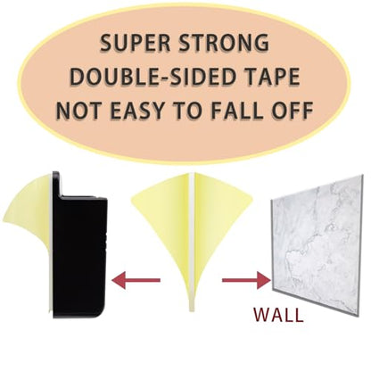 2 Pcs Wall Mount Phone Holder with Adhesive Pads Phone Stand with Data Cable Receiving Hole, Charger Remote Control Storage Box for Bedroom, Kitchen, Bathroom, Office (Black) - color: Black