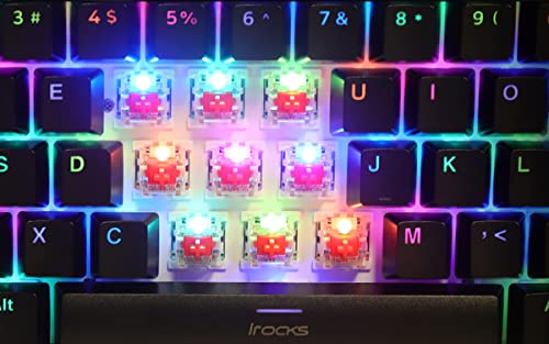 i-rocks K71M RGB Mechanical Gaming Keyboard with Media Control Knob, Switches (Red), 107 Keys w/Full NKRO, PBT Keycaps, Multimedia Hotkeys, Detachable USB-C Cable and Onboard Storage, Black - color: Black, size: Switches (Red)
