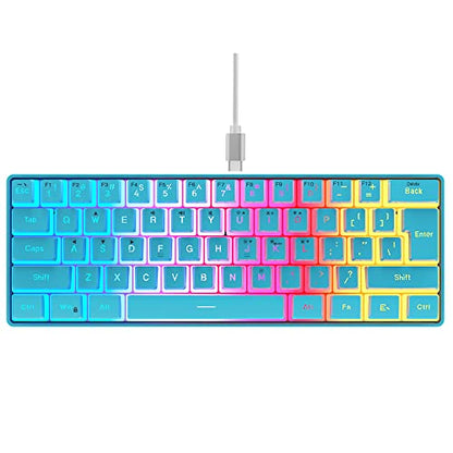 DGG 60% Wired Gaming Keyboard, Pudding Keycaps with Translucent Layer, RGB Backlit Ultra-Compact Small Keyboard, Waterproof Mini Compact 61 Keys Keyboard for PC/Mac Gamer, Typist, Travel, Blue - color: Blue