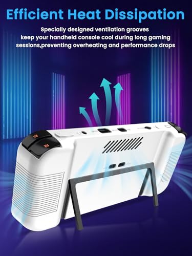 for My Arcade Atari Gamestation Go Silicone Grip Case With 2Pcs 6H PET Soft Film Screen Protector–Shockproof Non-Slip Full Protective Cover,Anti-Scratch Drop Protection Gaming Console Case,White
