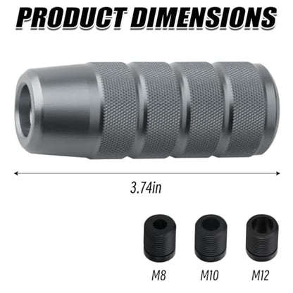 Osilly 3.74 Inch Aluminum Shift Knob with 3 Threaded Adapters, Gray | aluminum alloy construction, ergonomic extended grip, supplied adapters, for manual and select automatic cars, interior parts - color: Gray