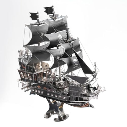 Black Pirate Ship 3D Metal Puzzle for Adults, 300+PCS 3D Metal Ship Model Building Kit, 3D Ship Puzzle Kit Steampunk Ship Jigsaw Assembly Model, DIY Craft Kit Gift