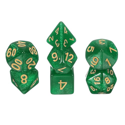 uxcell Polyhedral Dice Set, 7 Pcs Acrylic Dice for Role Playing Table Games Tabletop Gaming Accessories, Sparkling Emerald Green - color: Sparkling Emerald Green