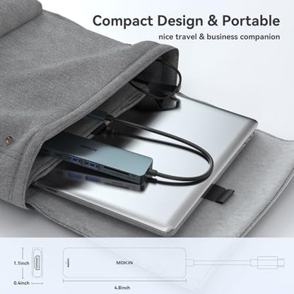 USB C Hub HDMI Adapter for MacBook Pro/Air, MOKiN 7 in 1 USB C Dongle with HDMI, SD/TF Card Reader, USB C Data Port,100W PD, and 2 USB 3.0 Compatible for MacBook Pro/Air, Dell XPS, Lenovo Thinkpad. - color: blackish green