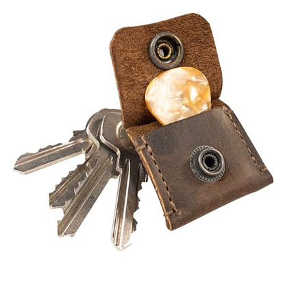Hide & Drink Rustic Leather Switch Cartridge Game Keychain/SD Card/Guitar Pick Holder Handmade (Bourbon Brown) - color: Bourbon Brown