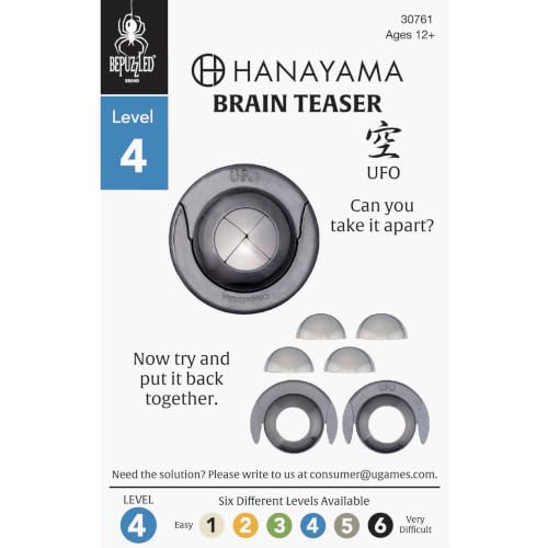 BePuzzled | UFO Hanayama Metal Brainteaser Puzzle Mensa Rated Level 6, for Ages 12 and Up
