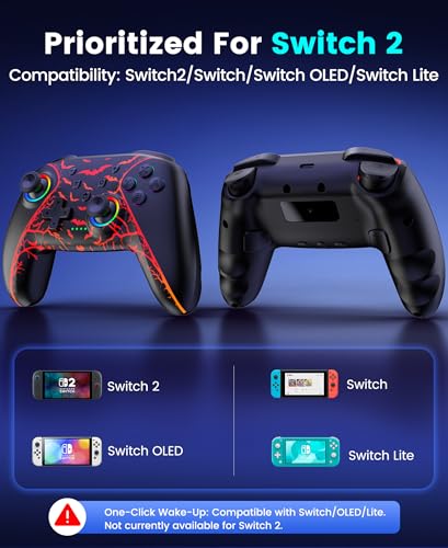 Switch 2 Controller for Nintendo Switch 2/Switch/OLED/Lite, Wireless Switch Controller with Charging Dock, RGB Switch Pro Controller with Hall Effect, Macro, Turbo and Vibration, Pumpkin Glow - color: Pumpkin Glow