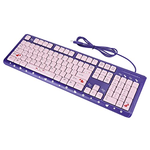 Aramox Silent Keyboard, USB Wired Mechanical Membrane Keyboard with Adjustable Bracket, 104 Keys QWERTY Layout for Laptop Home Office Gaming (Purple Pink) - color: Purple Pink