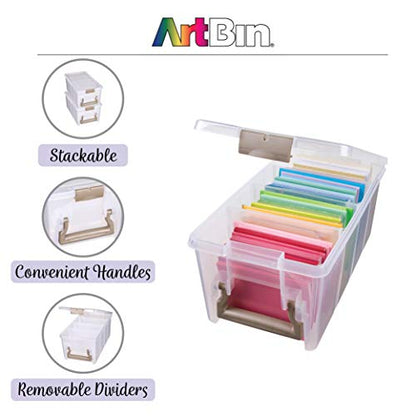 ArtBin Semi Satchel 휴대용 공예 정리함, 칸막이 3개 포함 - 미술 및 공예 용품을 위한 투명 플라스틱 보관 케이스 - color: 골드., size: Pack of 1