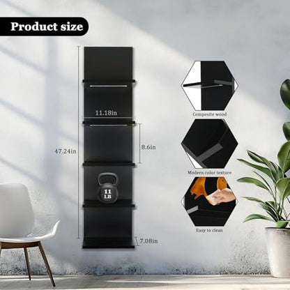 5 Tier Wall Shelf Unit, Black, RGB Lack Shelf with Light | Vanity Shelves, For Room, Office, Bathroom, Remote Control - color: 5 Tier Rgb Black