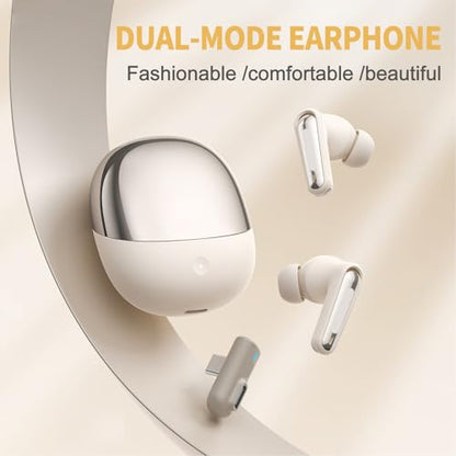 EBTOOLS Wireless Gaming Earbuds, Low Latency 2.4GHz 5.3 Dual Mode with ENC Mic and 13mm Dynamic Drivers, Compatible with Phone PC VR Game Console (White) - color: White