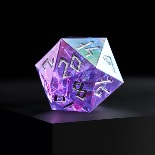 Iridescent DND Dice Set with Glowing LED Display Box – Sharp Edge Polyhedral Dice with Mesmerizing Finish | Bonus Stickers Included | Dungeons and Dragons (TTRPG) Dice Set - color: (Non-liquid Core) Iridescent - Feybound