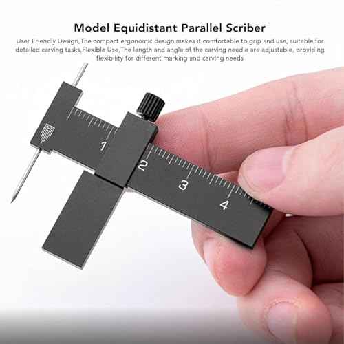 Equidistant Parallel Scriber Isometric Parallel Scribe Carving Ruler Model Cutting Scribed Line T-Shaped Ruler for Figure Kit Miniature Scale Model Hobby Craft Tool Accessories (Black) - color: Black