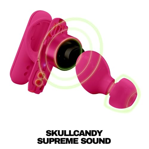 Skullcandy Smokin’ Buds Wireless Noise Isolating Earbuds - Pink | In-Ear Fit, Bluetooth, 20 Hours Battery, IPX4 Sweat and Water Resistant, Microphone for iPhone Android, Commuting, Studying - color: Pink