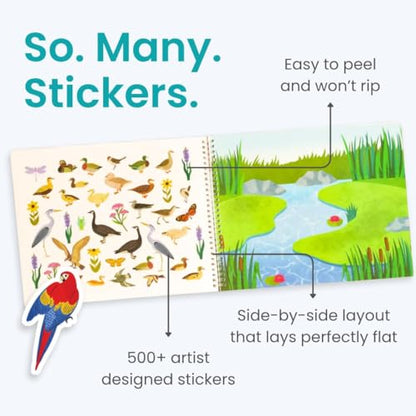 Cupkin Bird Sticker Book Activity for Kids, Toddler Airplane Travel Essentials, 500+ Parrot Stickers + 12 Scenes + 12 Coloring Book Pages, Bird Lover Kids Gift, Kid Crafts for Ages 2–8 Years - color: Birds