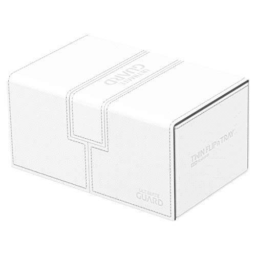 Ultimate Guard Twin Flip'n'Tray 160+, Deck Case for 160 Double-Sleeved TCG Cards +Dice Tray, White/Grey, Independent Magnetic Closure & Microfiber Lining - color: White/Grey