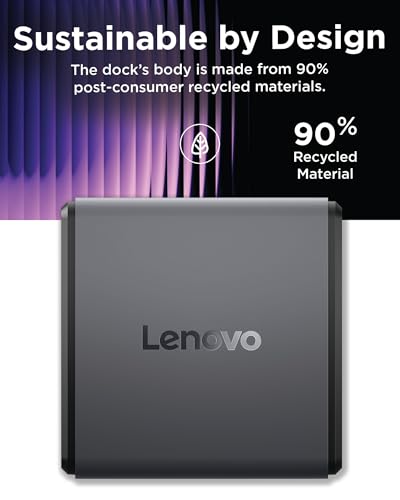 Lenovo GaN Charging Dock, Multiport Docking Station w/ 60W PD, HDMI, USB-C, USB-A, Micro SD, Power Adapter & Dock in One, Compact Design, Sustainable Materials, Home Office Gaming Dock Stand Console - style: GaN Charging Dock