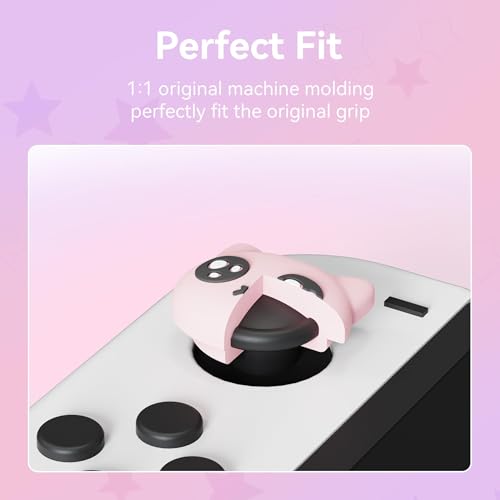 GeekShare 4PCS Cat Shape Silicone Joystick Caps for Switch/OLED/Lite - Tearful Eyes Cat Thumb Grip Caps - color: Pink with black and white accents