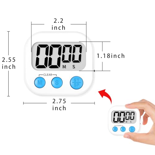 Lasubst Digital Kitchen Timers, Classroom Timers for Kids Teachers, 3WH 3BK | Back to School Supplies Bulk, Classroom Must Haves, Min/Sec Count Up/Down, Magnetic Back, Loud Alarm, Lanyards Included - color: Black Black Black White White White