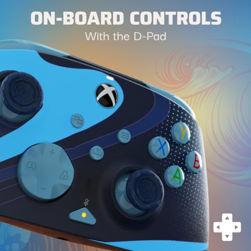 PDP Gaming REMATCH GLOW Enhanced Wired Controller: Licensed Xbox Series X|S Gamepad, Xbox One, Windows PC, Mappable Back Buttons, Audio Controls, Customizable Companion App: Blue Tide Glow in the Dark - color: Blue Tide (Glow in the Dark), style: Controll